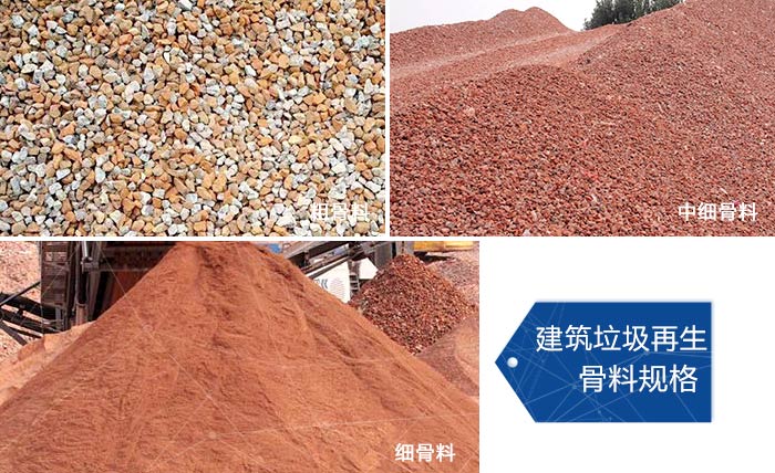 多種不同規格的建筑垃圾骨料，可代替機制砂 