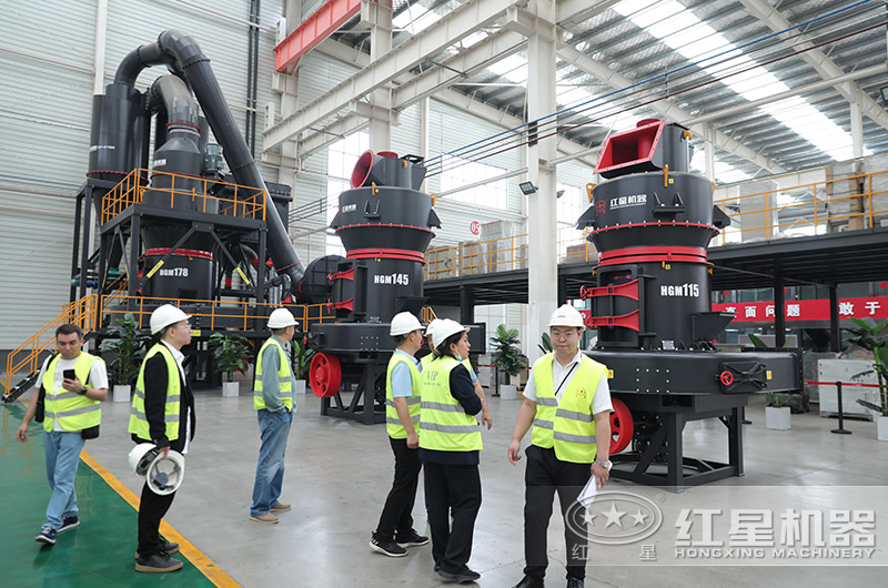 客戶來廠考察雷蒙磨粉機設(shè)備